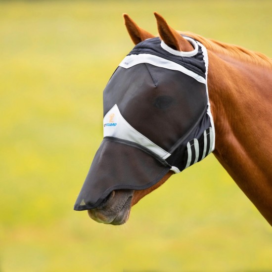 Shires Flyguard Pro Fine Mesh Vliegenmasker zonder oren met neusflap