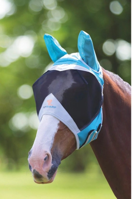 Shires Flyguard Pro Fine Mesh Vliegenmasker met oren Teal