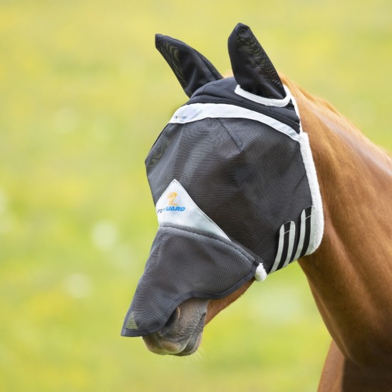 Shires Flyguard Pro Fine Mesh Vliegenmasker met oren en neusflap