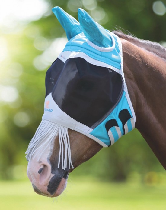 Shires Flyguard Pro Fine Mesh Vliegenmasker met oren en neus franje