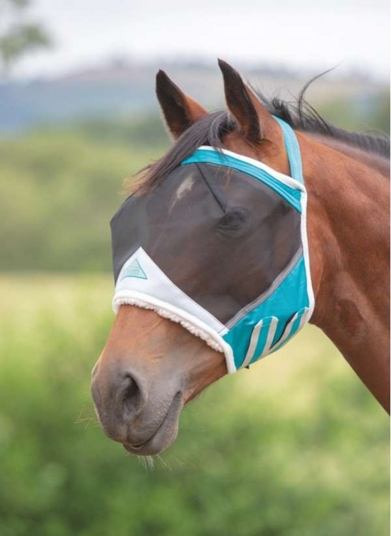 Shires Flyguard Pro Fine Mesh Vliegenmasker zonder oren Teal